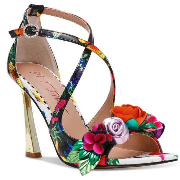 Betsey Johnson Women's Mikah Floral Stiletto Dress Sandals - Black Multi - Picture 8 of 8